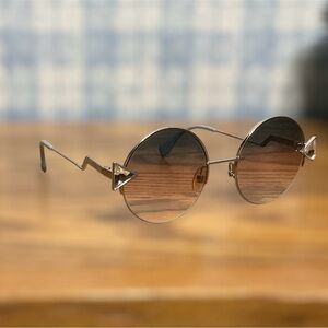 Fendi Round Gradient Sunglasses Silver Metal Arms FF0243/S Blue/Pink/Clear